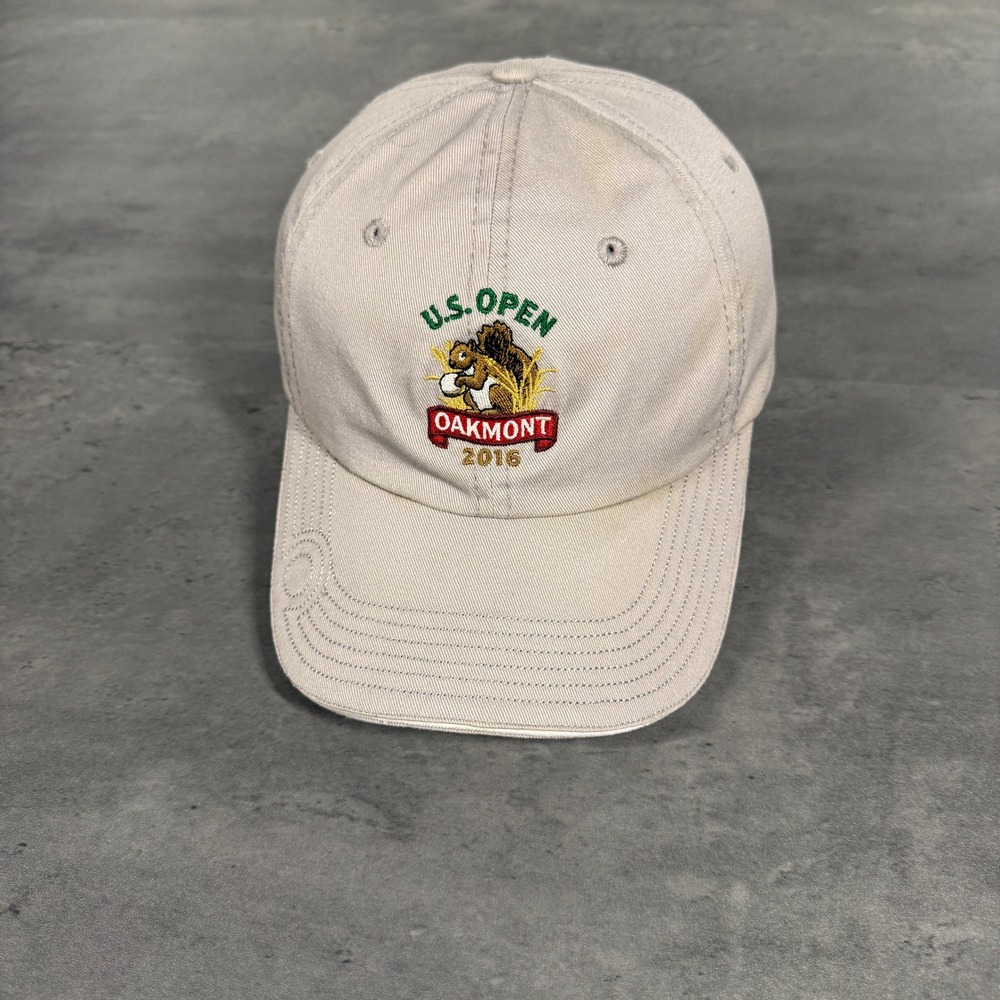 USGA Hat Baseball Cap Mens OS‎ Khaki 2016 US Open Oakmont Squirrel Member Golf